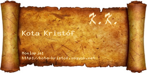 Kota Kristóf névjegykártya